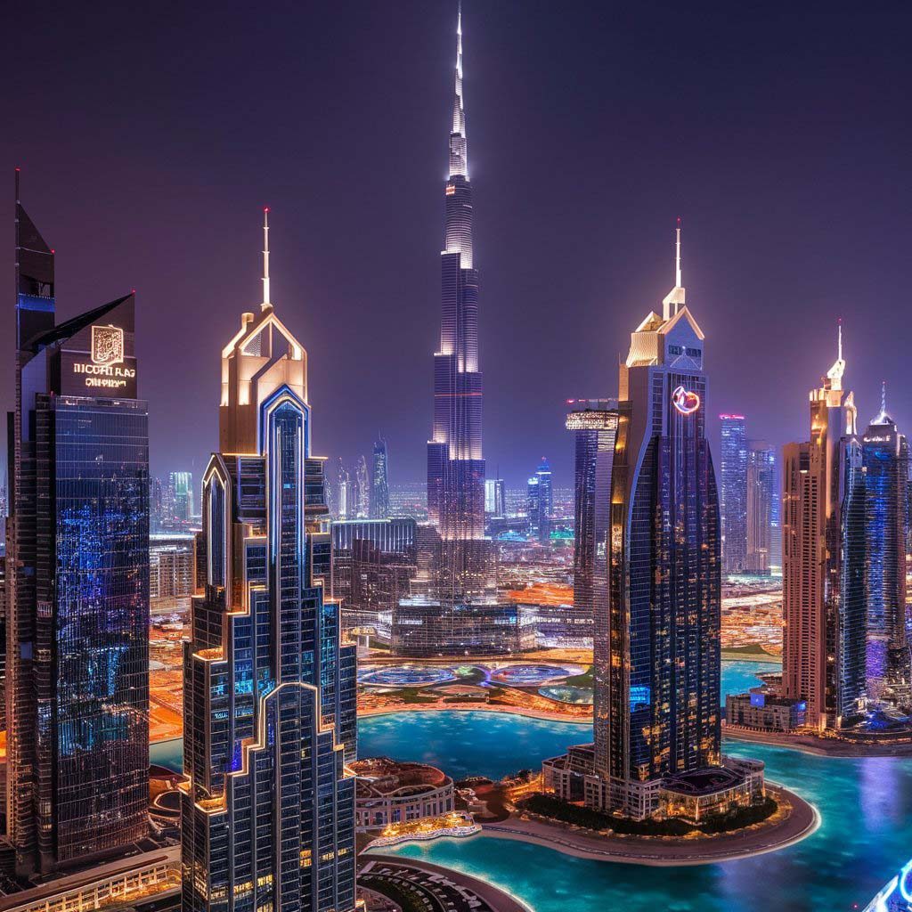 Dubai skyline with real estate properties